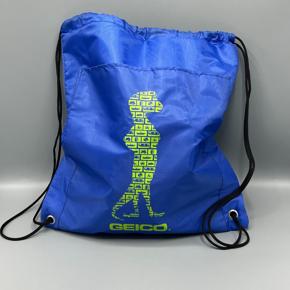 Geico Promo Drawstring Cinch Sack School Tote Gym Beach Travel Bag Blue NWOT - Picture 1 of 7